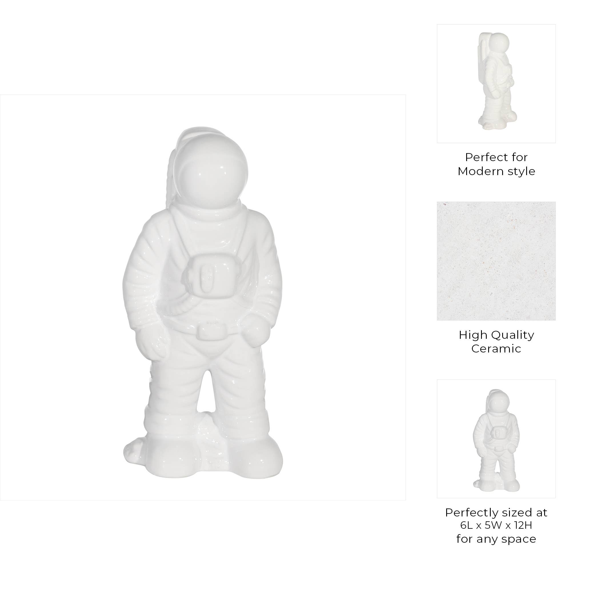 Sagebrook Home - Wholesale Decorative Figurine - Ceramic Modern Astronaut Statue Figurine - White, 12 in.3