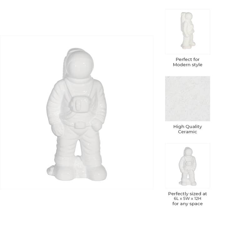 Sagebrook Home - Wholesale Decorative Figurine - Ceramic Modern Astronaut Statue Figurine - White, 12 in.3