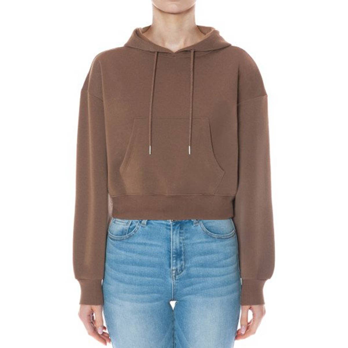 UP CLOTHING - Wholesale Hoodie - Women's - FLEECE LONG SLEEVE CROPPED PULLOVER HOODIE W POCKET5