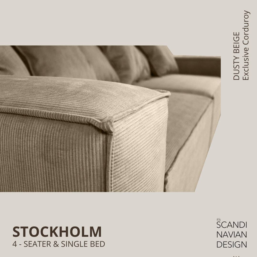 Stockholm 4-seater sofa/single bed Exclusive Corduroy Dusty Beige removable & washable cover for wholesale on Faire13