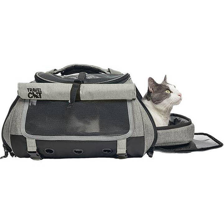 "The Transpurrter" Ultimate Calming Convertible Cat Carrier in Heather Grey for wholesale by Travel Cat Wholesale
