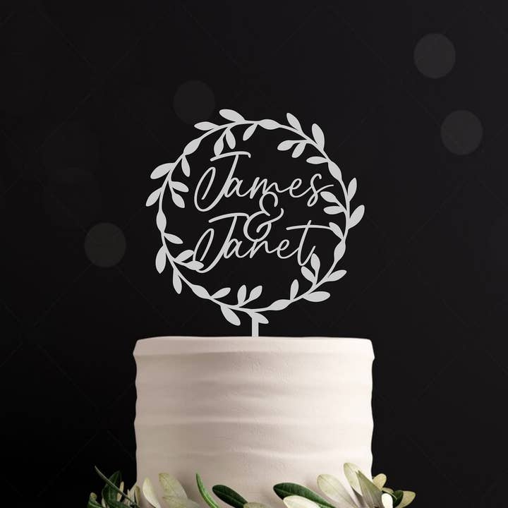Personalized Couple's Names Wedding Cake Topper for wholesale by Alabama Crafts Wood
