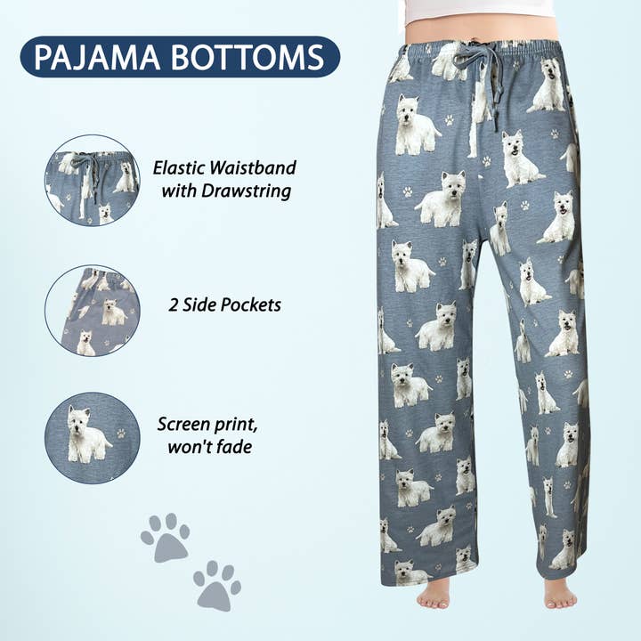 E&S Pets - Wholesale Sleepwear Bottom - Women's - Westie Pajama Bottoms - Pet Lover Pajama Pants