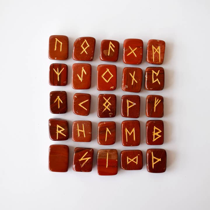 Futhark Rune Set | Red Jasper | Rune Stones | Runic Crystals for wholesale by Soothing Crystals