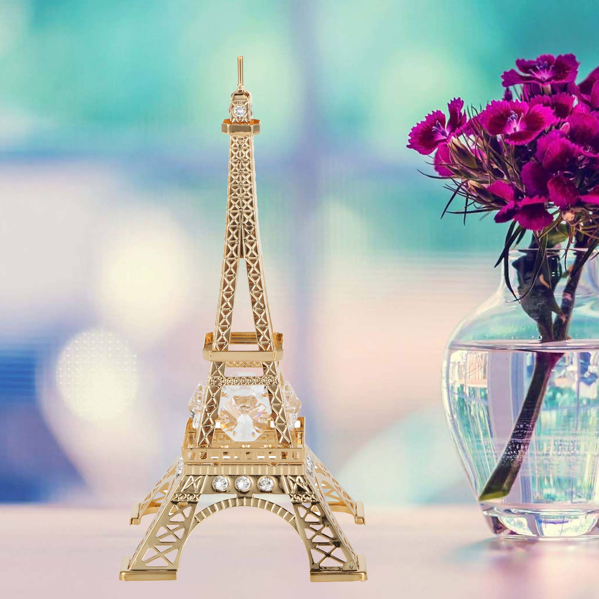 Matashi – Großhandel Verzierung – Matashi goldener Eiffelturm-Anhänger mit Kristallverzierung3