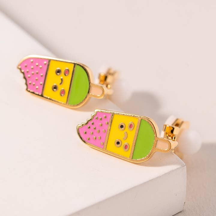 Orecchini a Clip per Bambini con Ghiacciolo - Orecchini in Oro Ipoallergenici per Bambini per la vendita all'ingrosso da parte di Verita Lane