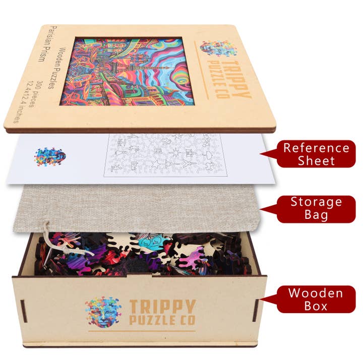 Trippy Puzzle Co – Engroshandel Puslespil - Voksen – Parisisk prisme træpuslespil 300PC3