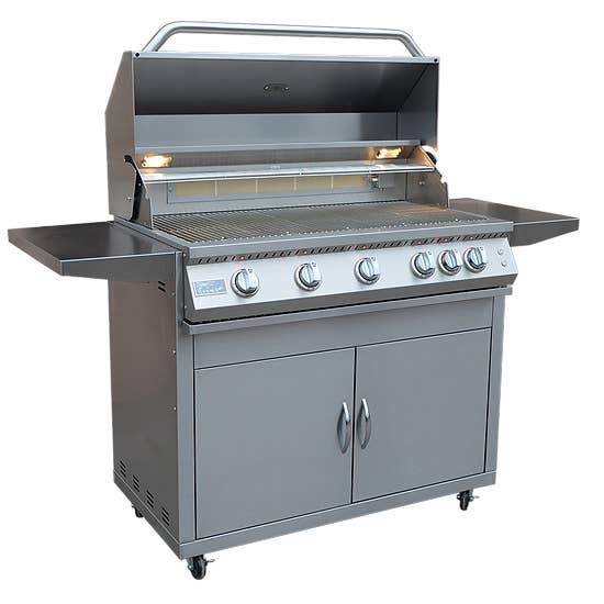 The Pizza Oven Guru - Wholesale Grill pan/griddle - Professional 5 Burner 40 Inch Cart Model BBQ Grill With Lights & Locking Casters0