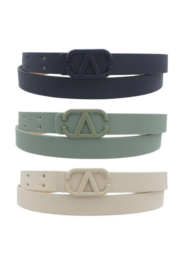 anbfashion – wholesale Belt – Women's – COLOR METAL V BUCKLE BELT 3 PC SETB 3IW-222194