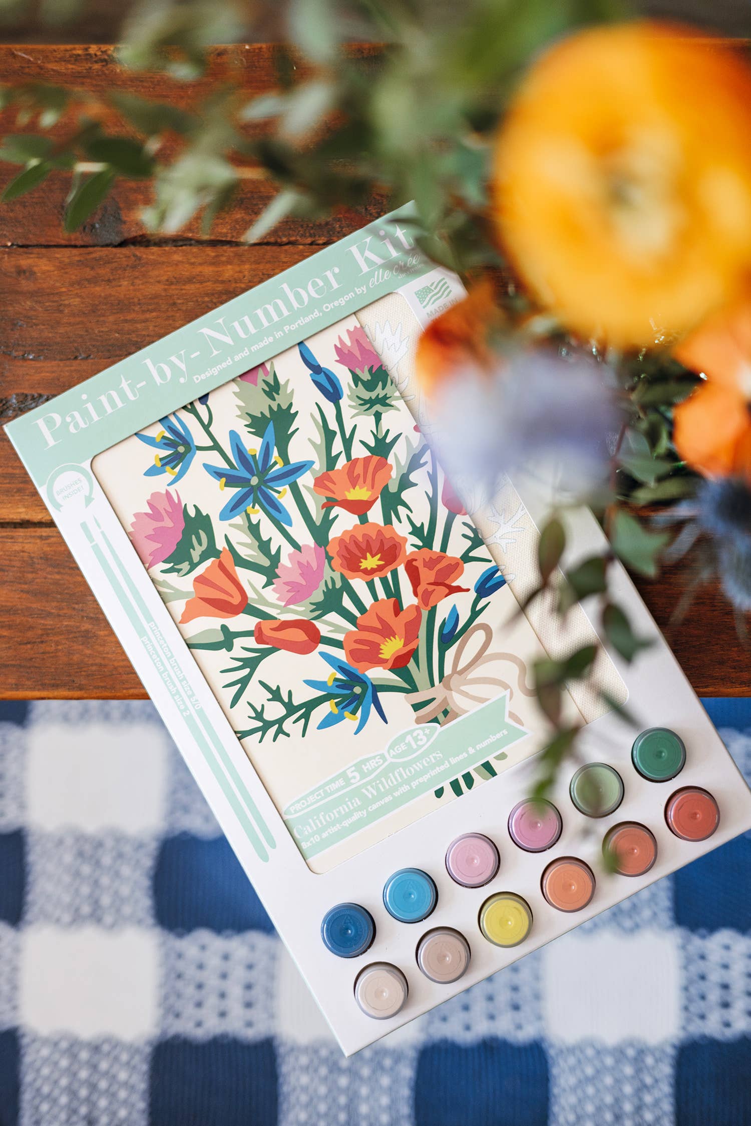 Elle Crée (She Creates) - Wholesale DIY Craft Kit - California Wildflowers Paint-by-Number Kit 5