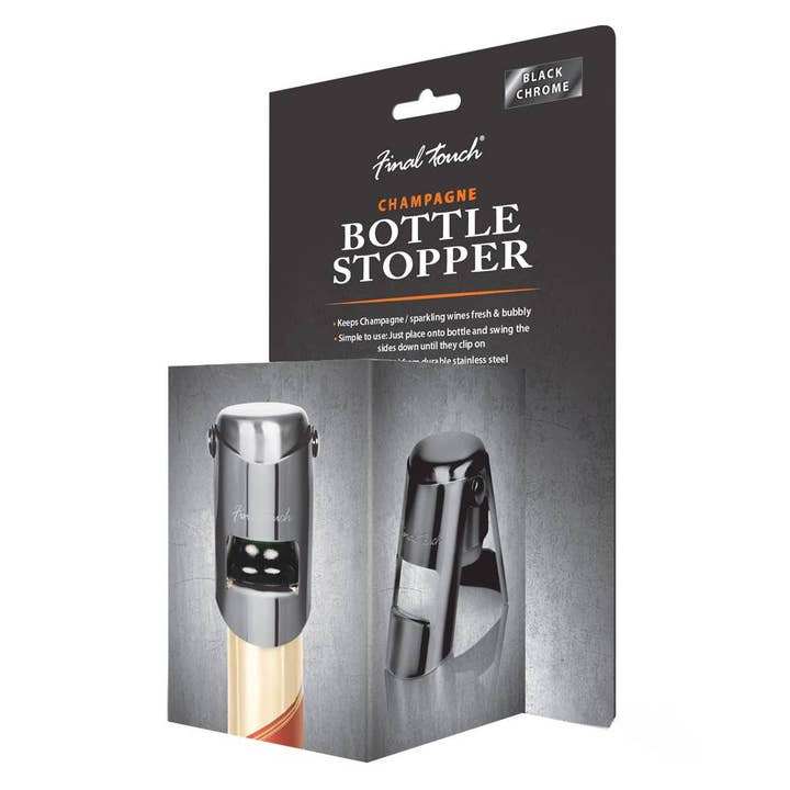Champagne Bottle Stopper - Black Chrome for wholesale by Original Products UK/EU