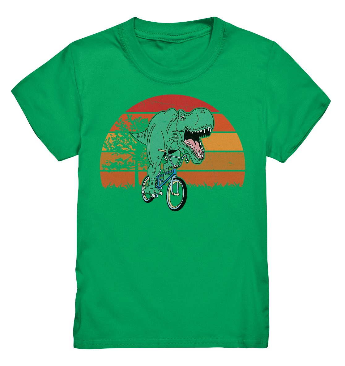 Tigerlino® - Wholesale Screen Printed T-Shirt - Kids - Trex bicycle retro dinosaur kids t-shirt3