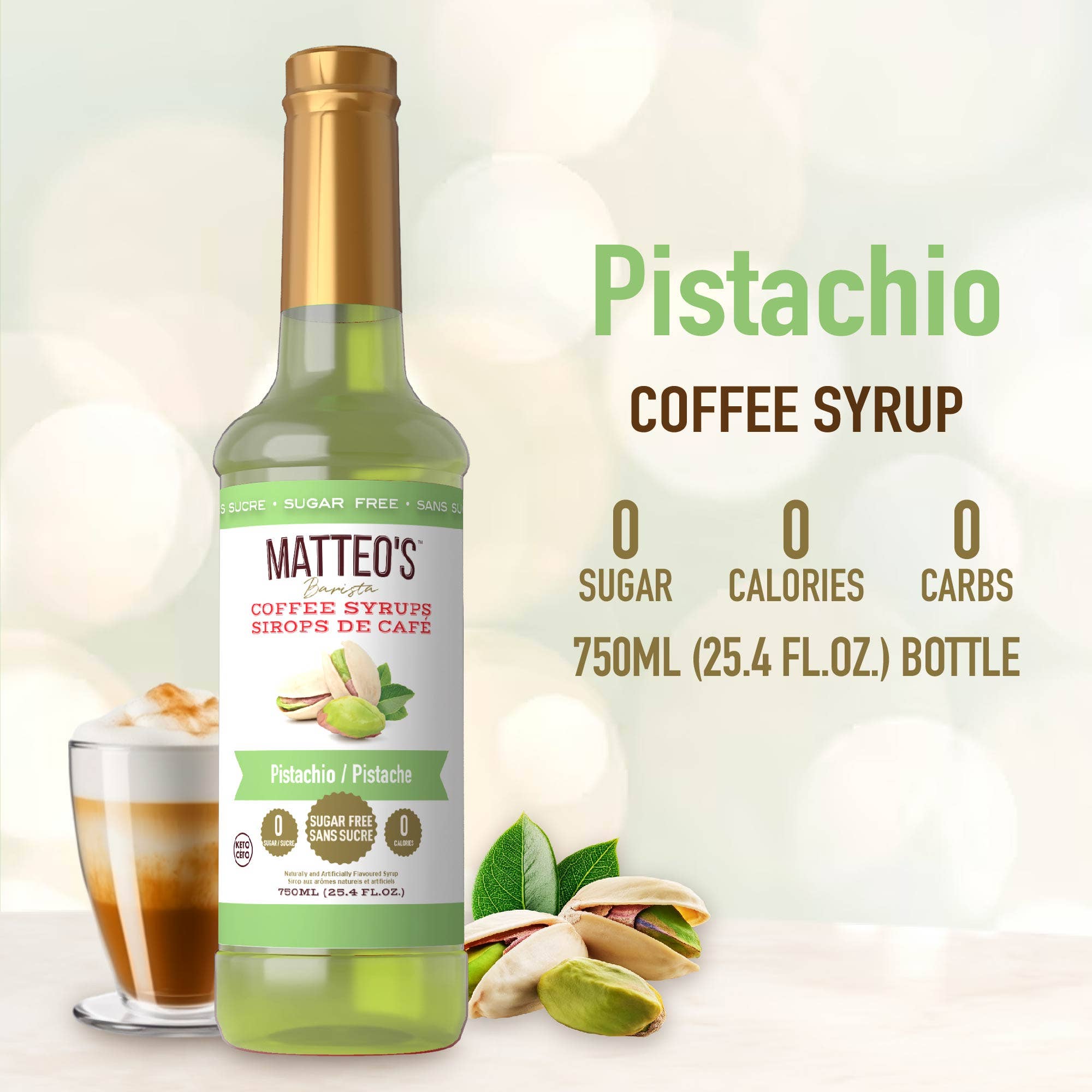 Matteo's - Wholesale Iced Coffee/Cold Brew - Sugar Free Coffee Syrup, Pistachio1