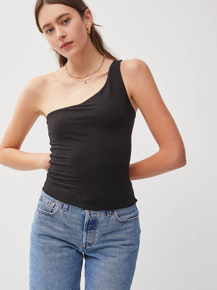 ONE SHOULDER BASIC TANK for wholesale by Be Cool