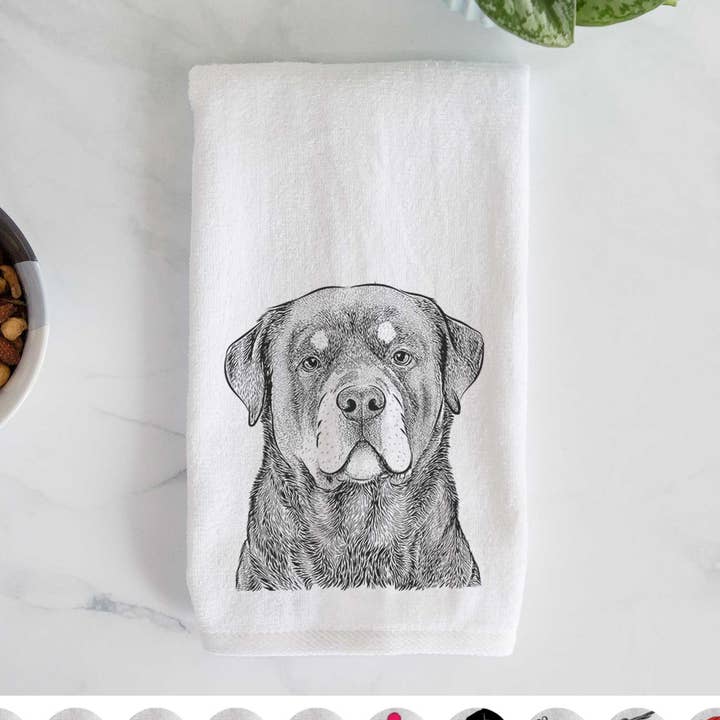 Sarge the Rottweiler Hand Towel for wholesale by Inkopious