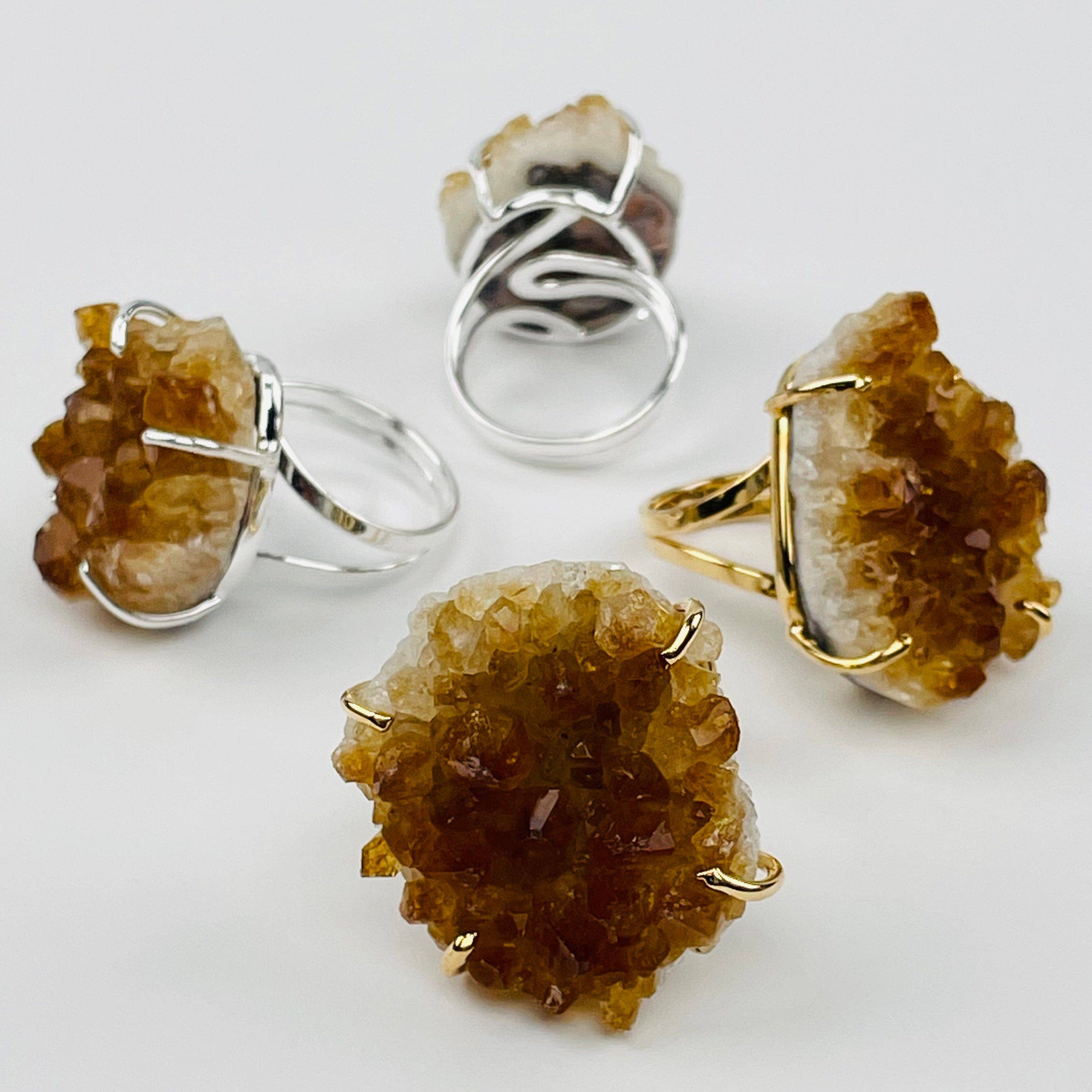 Rock Paradise - Wholesale Cocktail/Statement Ring - Crystal Cluster Ring Amethyst Citrine Crystal Quartz -9