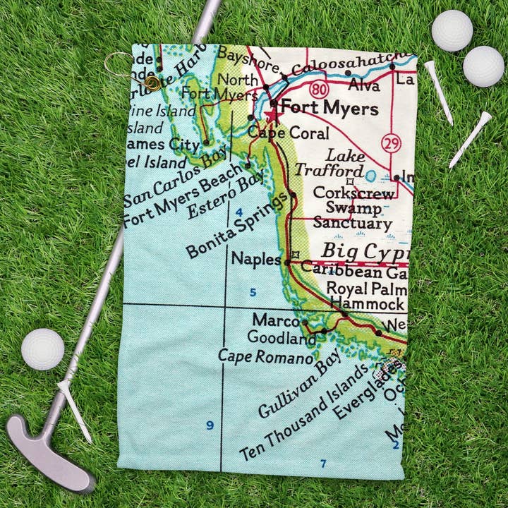 Naples Florida Map Golf Towel Athletic Tennis Towel for wholesale by Daisy Mae Designs