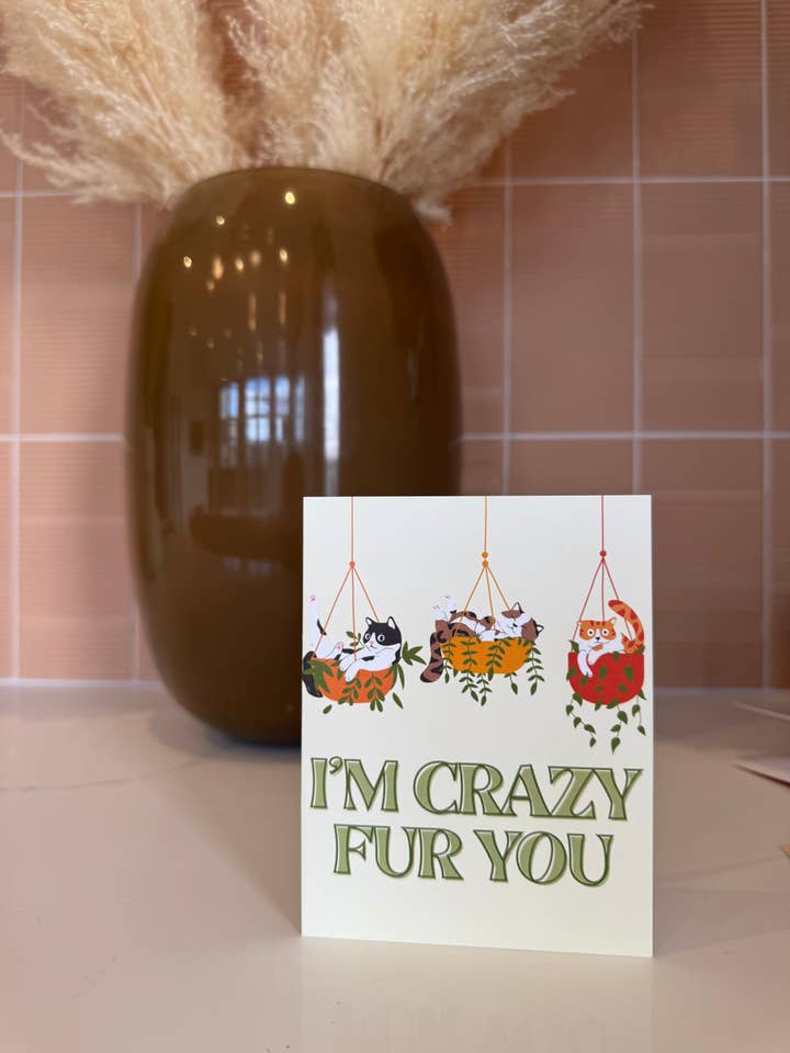 Je suis fou de toi | Carte pour amoureux des chats pour la vente par Cheeky Ink