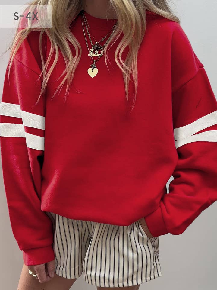66Love Varsity Striped Plus Size Sweatshirt (S-4X) for wholesale by 66DISCO