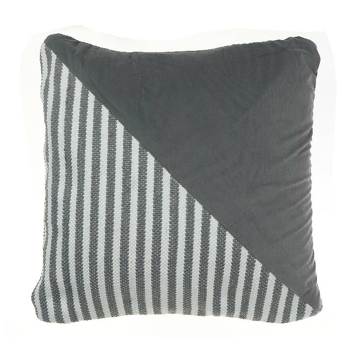 Cojín de Rayas Diagonales Tejido a Mano Gris Oscuro para venta al por mayor de IH Casa Decor