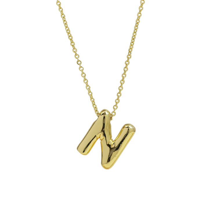 Savvy Bling - Wholesale Pendant/charm necklace - Initial Balloon Bubble Gold Necklace42