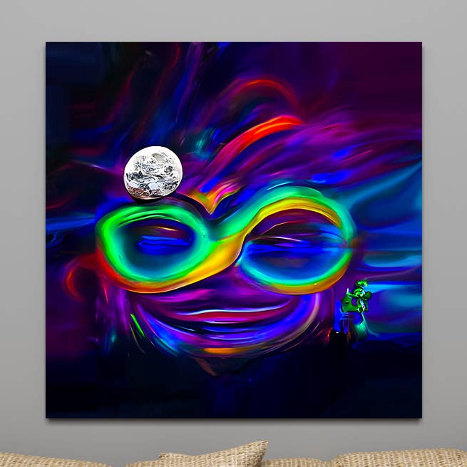 Infinity Neon Smile Stretched Canvas Poster Print Wall Decor Abstract Art Colorful Artistic Painting Digital Artwork Wall Art Moon for wholesale by Infinite Soldier