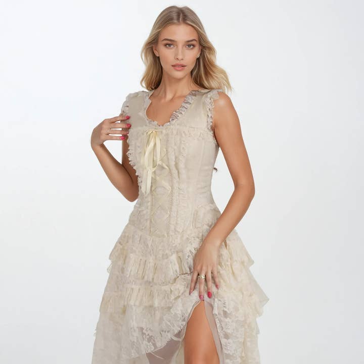 Multi Colored Lachie Victorian Inspired Corset Dress for wholesale on Faire