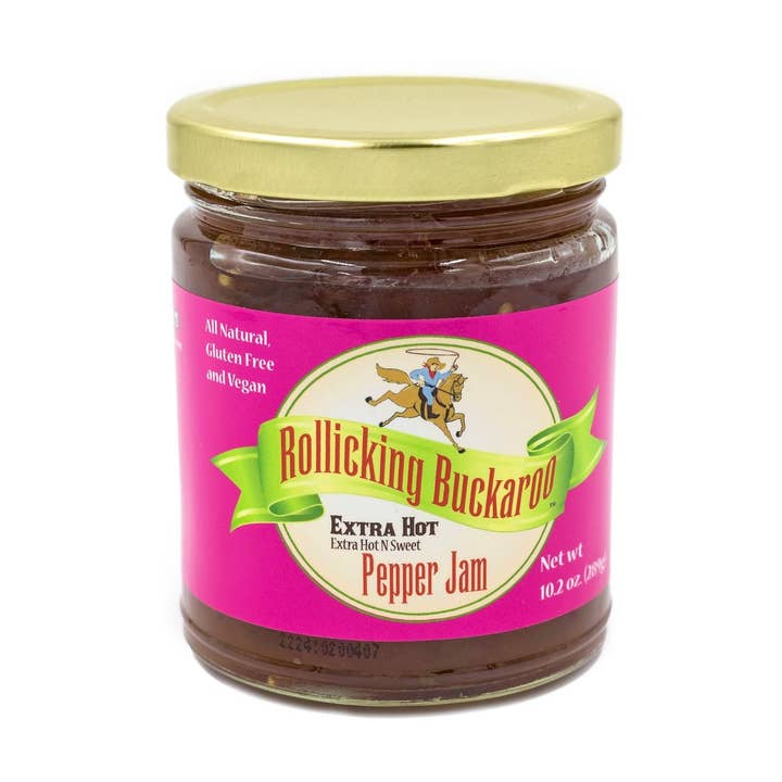 Pepper Jam Extra Hot-Extra Hot N Sweet for wholesale by Rollicking Buckaroo Pepper Jam and Seasoning Blends
