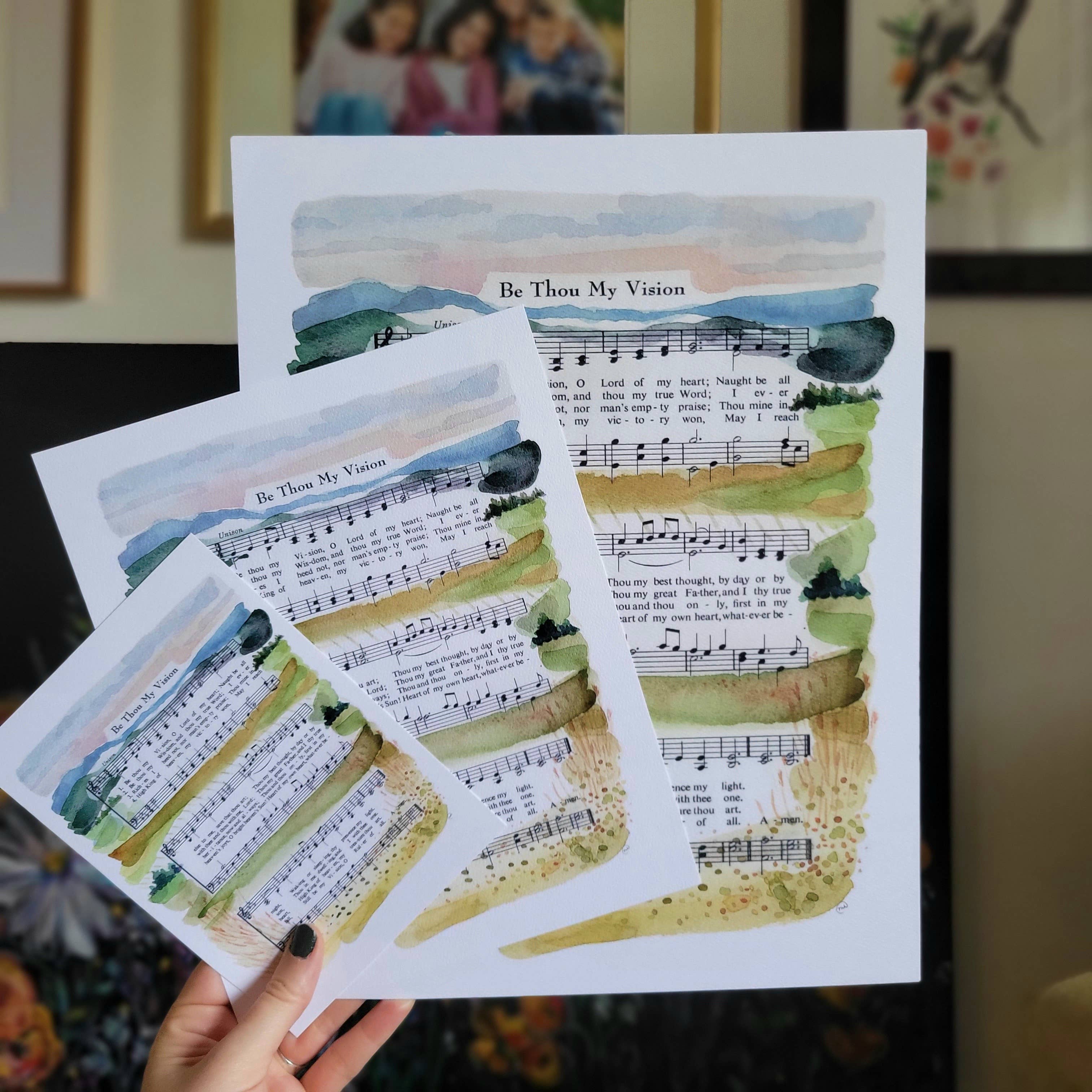 Marydean Draws - Wholesale Art Print - "Be Thou My Vision" Watercolor Landscape Hymn Art Print1
