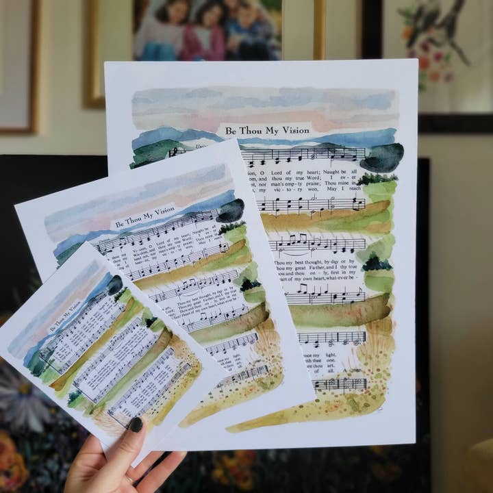 Marydean Draws - Wholesale Art Print - "Be Thou My Vision" Watercolor Landscape Hymn Art Print1