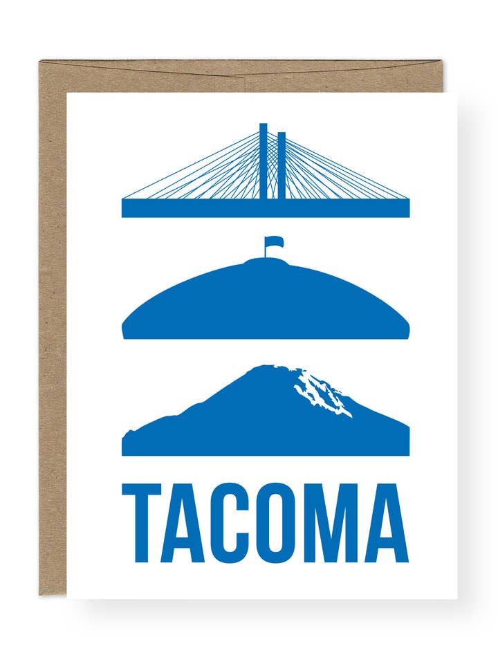 Tacoma Icons -- Blank, Folded Card for wholesale by Orange Twist Studio LLC