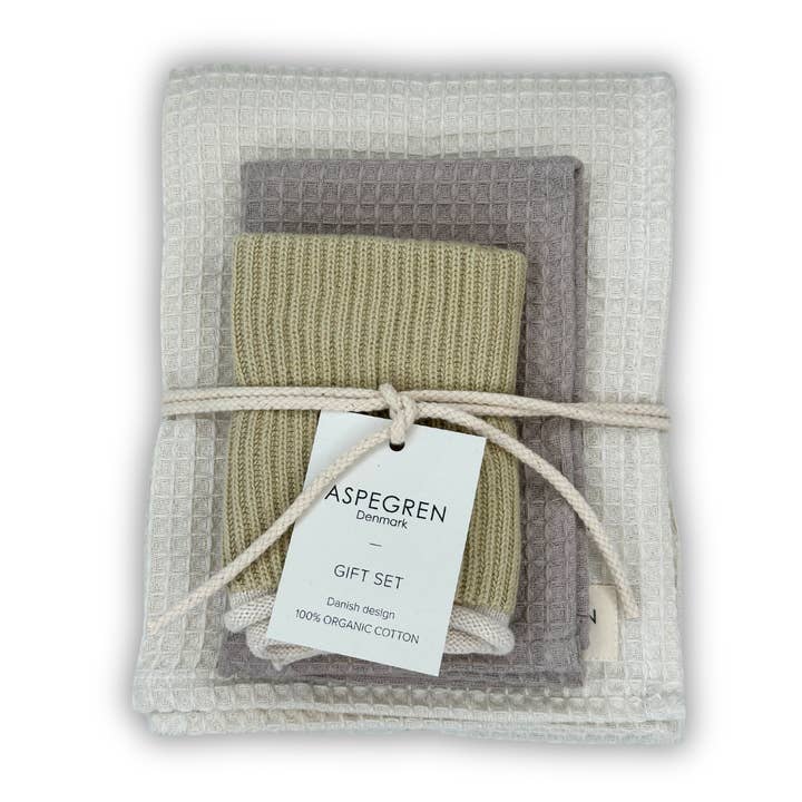 Aspegren Denmark – toalha de cozinha por atacado – Conjunto de oferta - 100% algodão orgânico - Conjunto de 3 - Erva-príncipe0