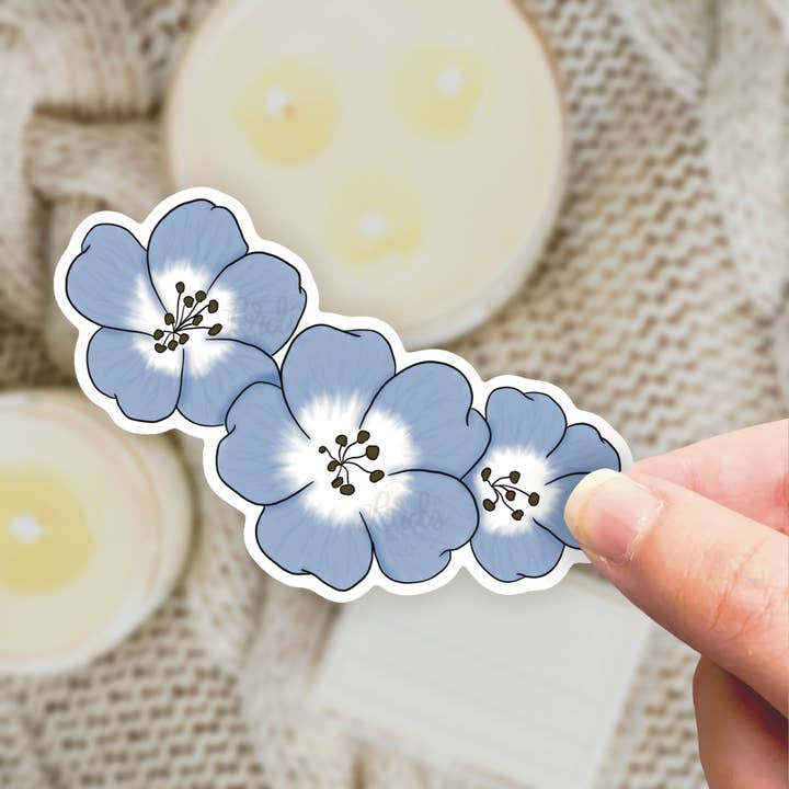 Blue Flower Sticker, Floral Sticker, Cute Sticker for Laptop for wholesale by Lords Creations Co