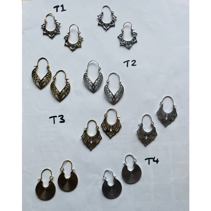 Emma's Emporium – wholesale Hoop earrings – Brass Tribal Gypsy Ethnic Earrings - Small9