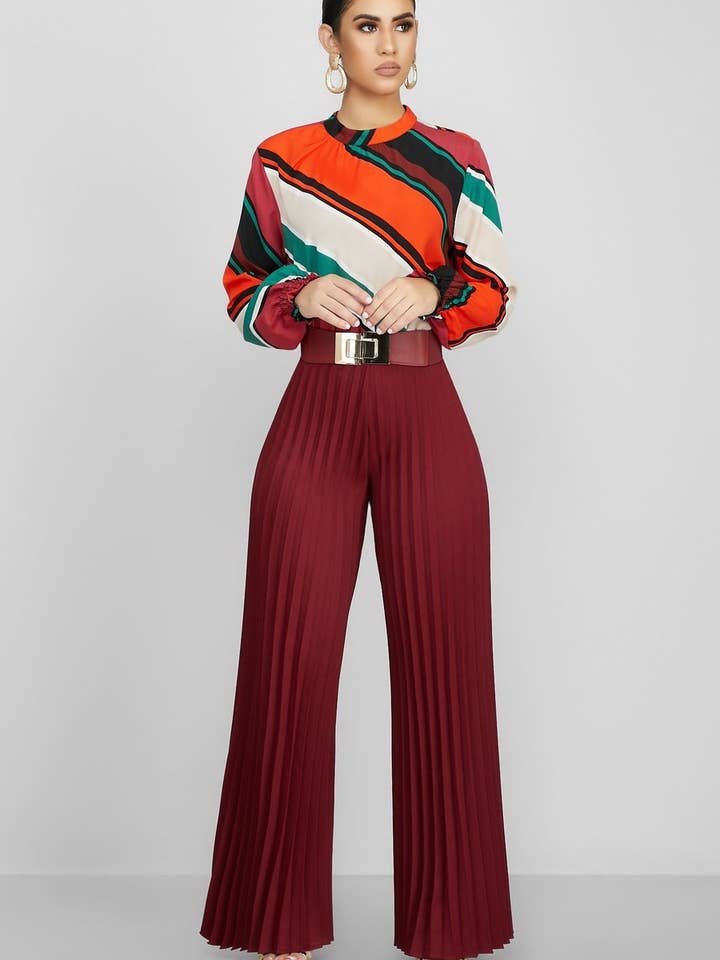 VividLux - Wholesale Pants - Women's - Women Clothing Fashion Street Hipster Pleated Pants Wide Leg Pants2