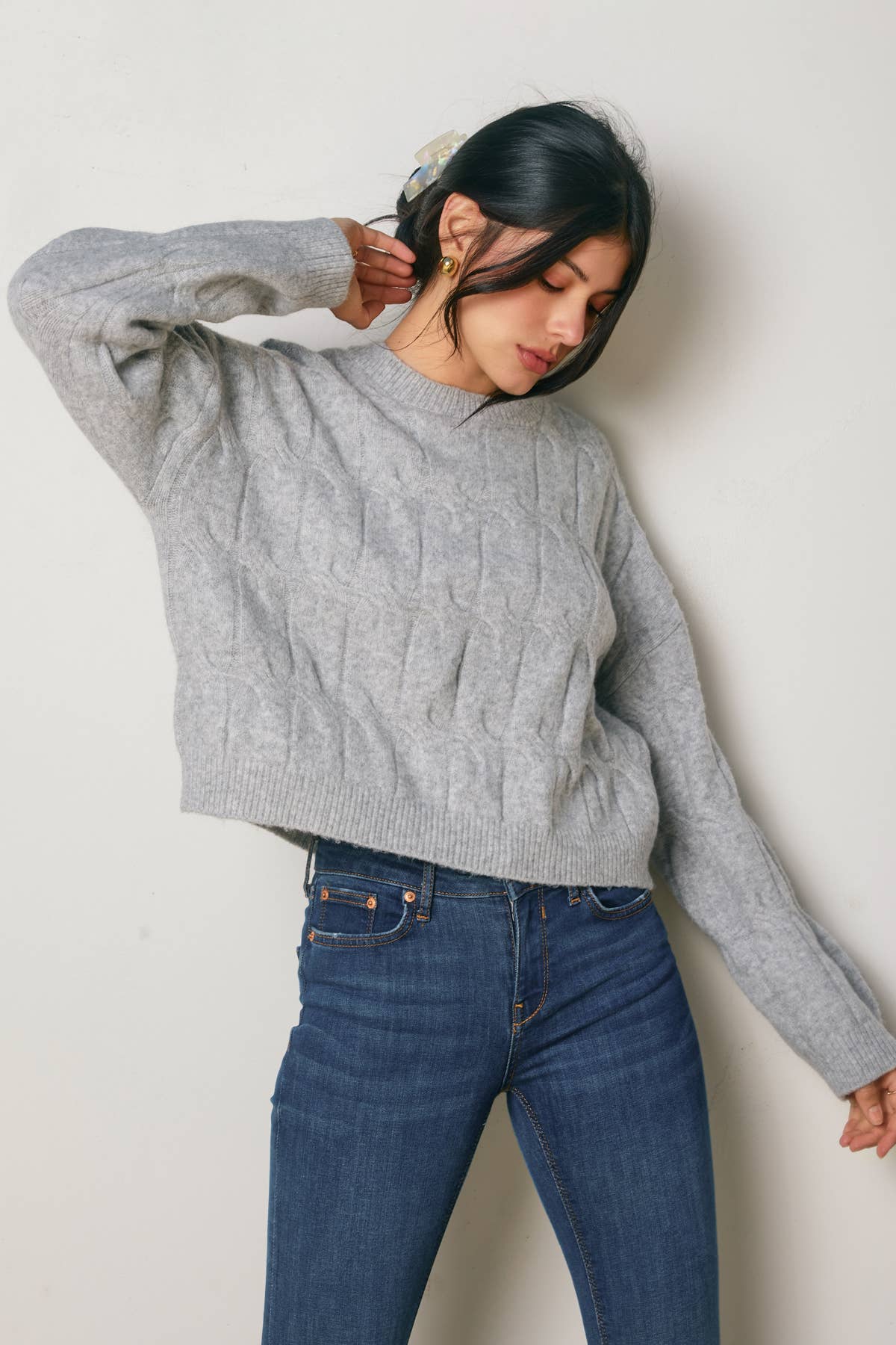 Dress Forum - Venta al por mayor Jersey de punto - Mujer - Jersey de Punto Trenzado Relajado Frosted Mesa10