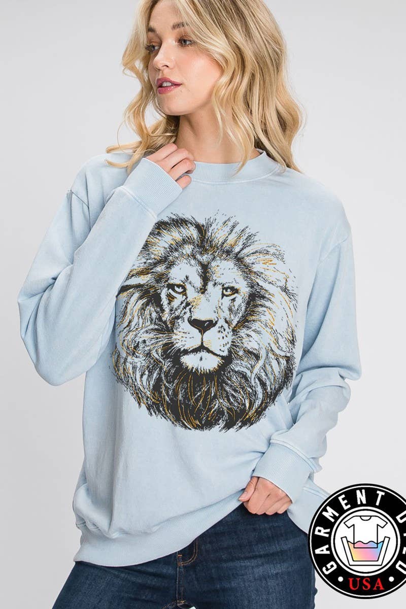 HRTandLUV - Venta al por mayor Sudadera estampada - Mujer - SUDADERAS MINERALES CON GRÁFICO DE CARA DE LEÓN SALVAJE2