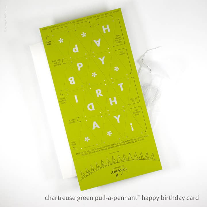 Inkello Letterpress - Wholesale Birthday Card - Birthday Pull-A-Pennant™ Greeting Card (#510)3