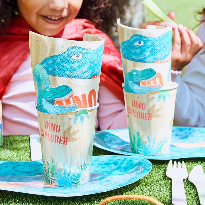 Dino Explorer Paper Party Cups (x8) for wholesale by Party Pieces
