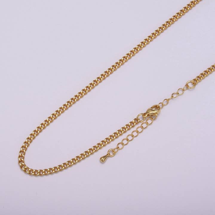 24K Gold Filled 3mm Miami Curb 18 Inch Layering Chain w. 2 Inch Extender | WA-404 Clearance Pricing for wholesale by Aim Eternal