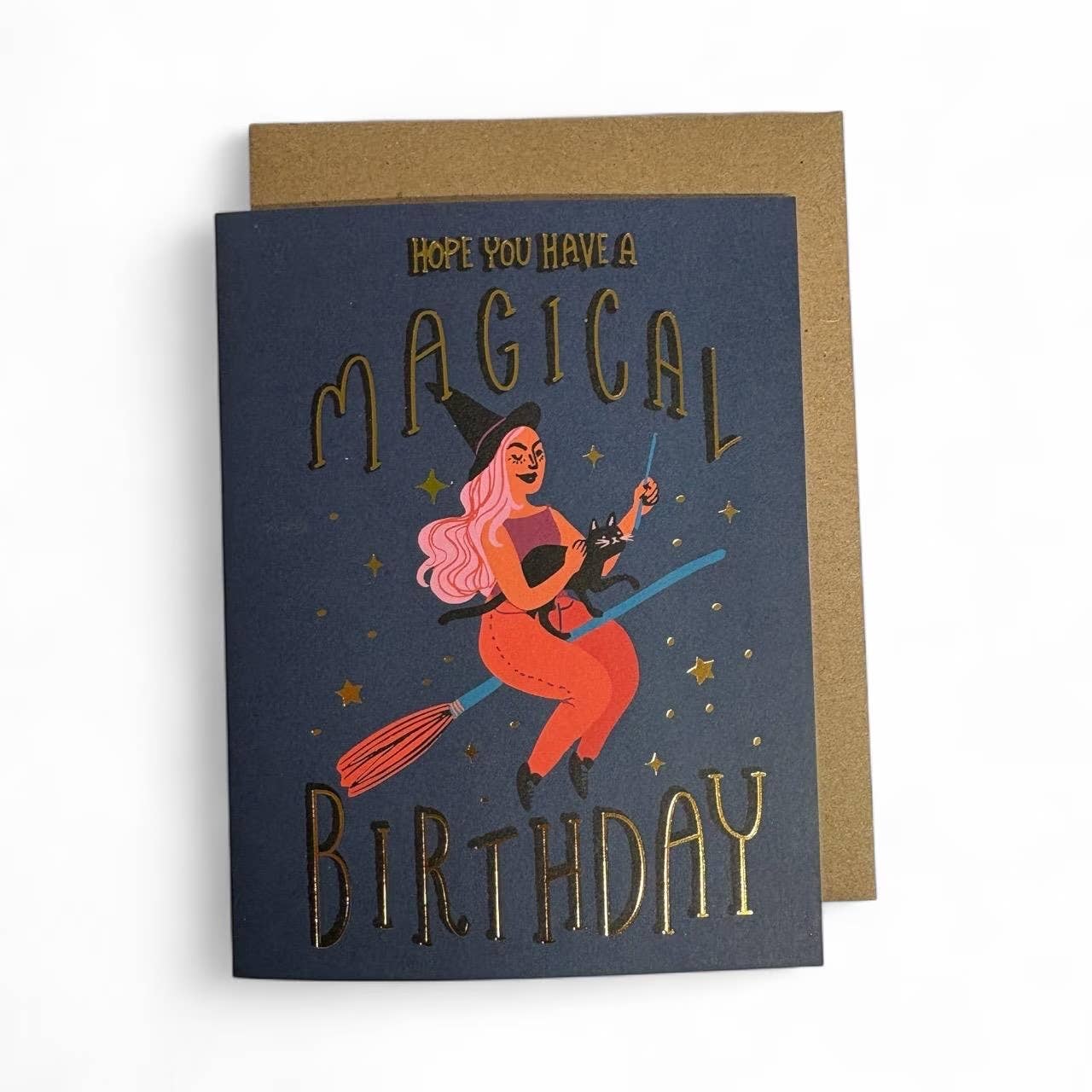 Wild Optimist - Wholesale Birthday Card - Magic Birthday Witch Goldfoil Greeting Card0