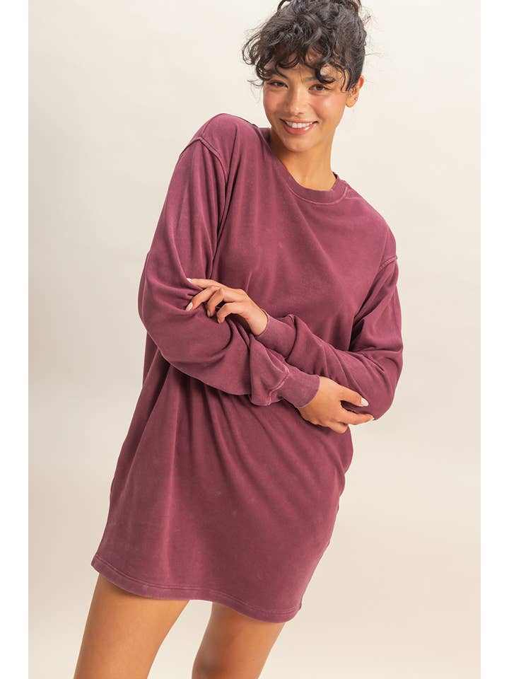 HYFVE – wholesale Dress – Women's – Mineral Washed Oversized Mini Sweatshirt Dress9