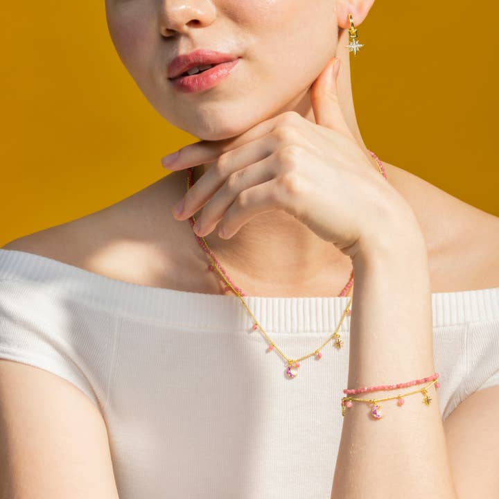 Luxenter - Wholesale Beaded Bracelet - Pulsera con Cristal Rosa acabado oro 18k - Ethal4