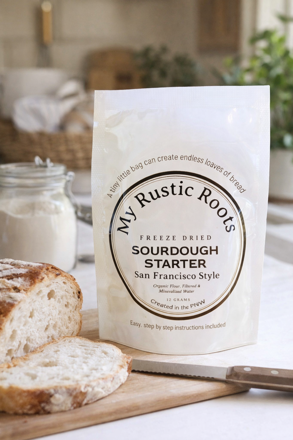My Rustic Roots - Wholesale Bread Mix - Organic, Non-GMO Sourdough Starter | Freeze Dried |  12gm 1