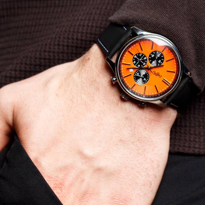 The Beyond Boring Watch Company - Wholesale Wrist Watch - Men's - Orange and Black Chronograph6