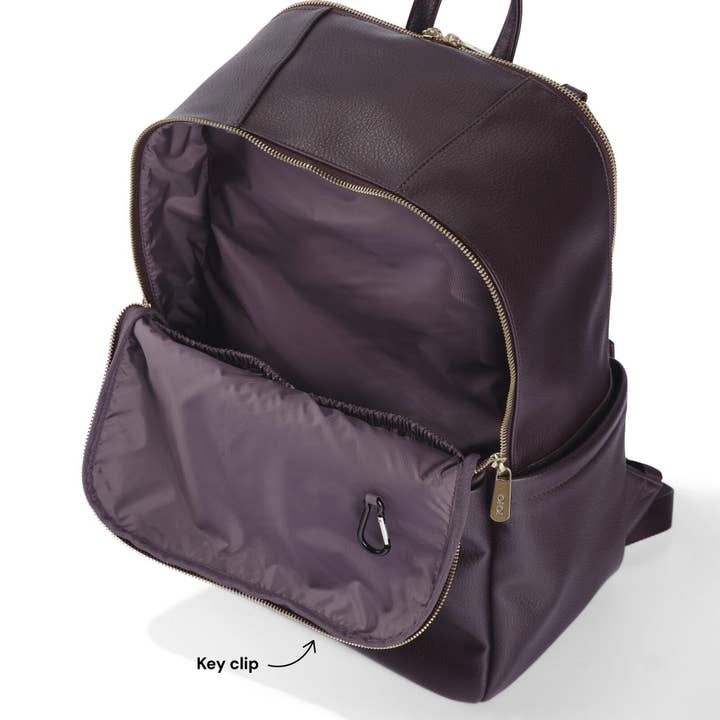 OiOi - Wholesale Diaper Bag - Baby - Multitasker Nappy Backpack - Mulberry Vegan Leather