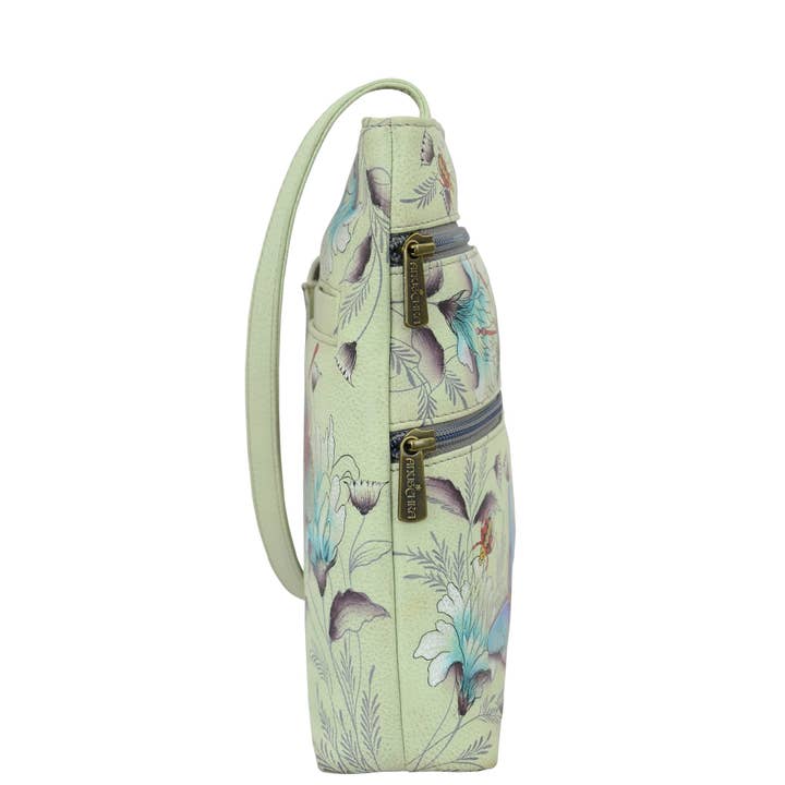 Anuschka | Vanya Lara (USA) - Wholesale Crossbody Bag - Women's - Hand-Painted Leather Medium Crossbody With Double Zip Pockets - 447