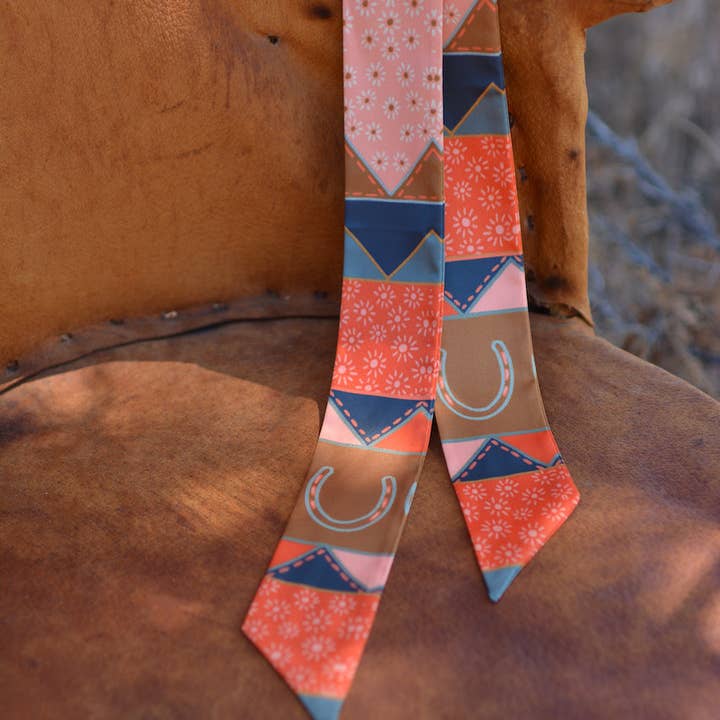 Tirzah Lane Art - Wholesale Scarf - Women's - Frontier Bound Quilted Patchwork Silk Twilly Scarf3