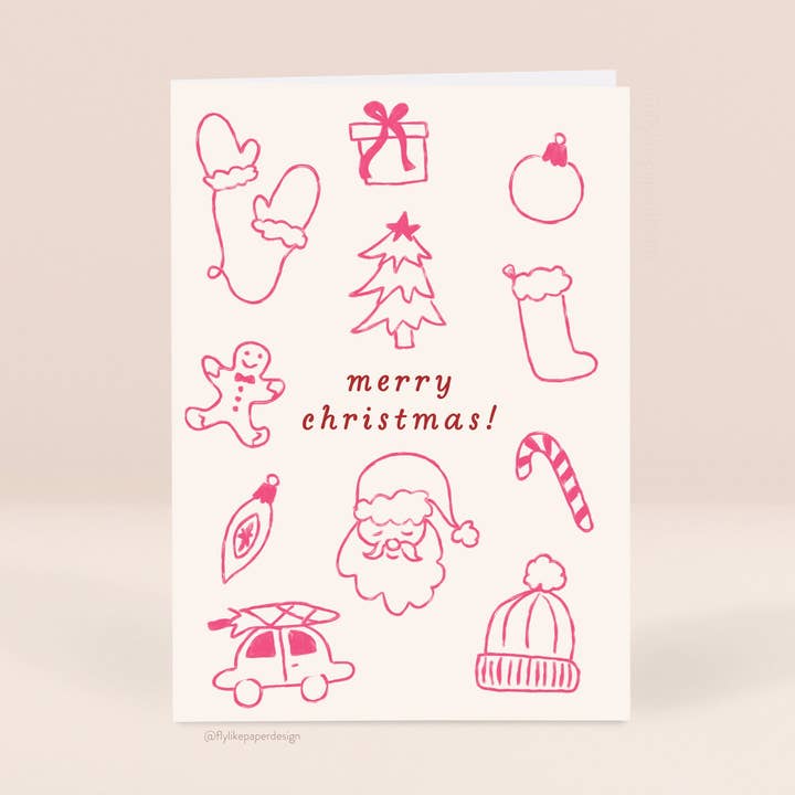 Christmas Doodles Christmas Card for wholesale by Fly Like Paper Design
