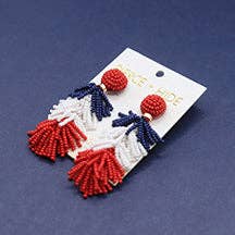 Pierce + Hide - Wholesale Tassel Earrings - Red White Blue Color Block Tassel Earring | Patriotic Tassel1